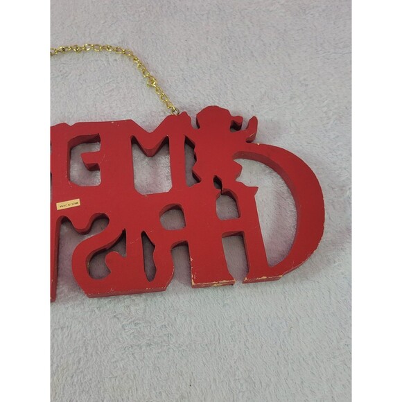 Merry Christmas Santa Hanging Wooden Vintage Decoration Holiday Sign - Picture 8 of 11